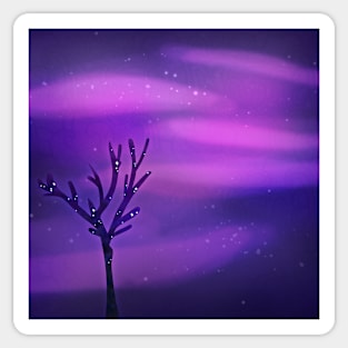 the tree holding a galaxy Sticker